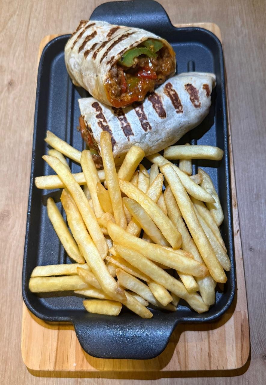 Gorilla tortilla wrap served with French fries